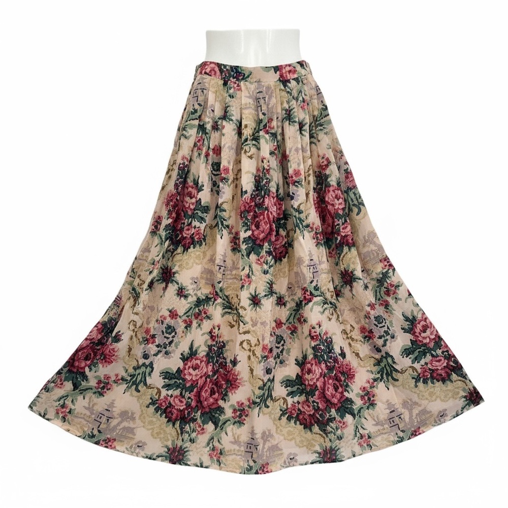Breeches Skirt Silk Paisley Print Maxi Boho Cottagecore Pleated. - Picture 3 of 4
